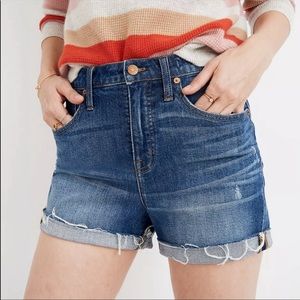 MADEWELL High-Rise Denim Shorts Glenoaks Wash Cutoff Size 30